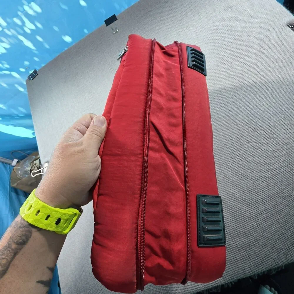 Sentoza Red Nylon Backpack for 15 in Laptop, Padded, Partitions, Solid Pattern